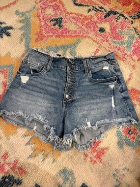Kut from the Kloth Distressed Blue Denim Jean Shorts